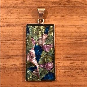 Sterling silver dichroic glass pendant